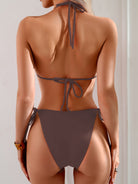 Beads Knoted Bikini Set | Coffee Brown
