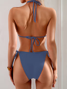 Beads Knoted Bikini Set | Grey Blue