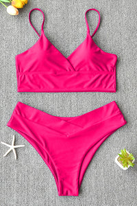 High Waist Solid Push Up Bikini