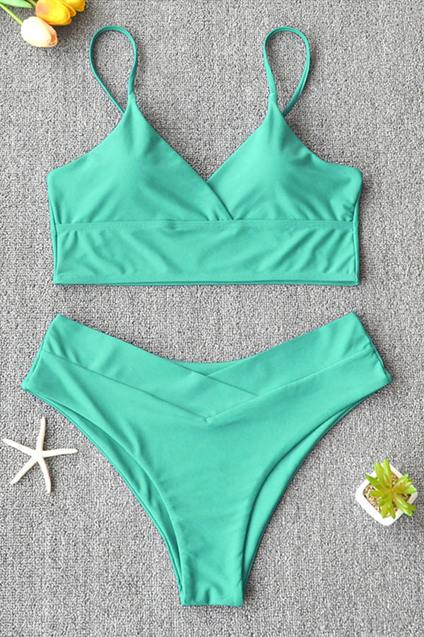 High Waist Solid Push Up Bikini