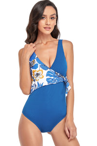 Patchwork Push Up One Piece Swimsuit