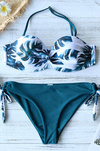 Leaf Print Bandeau Push Up Bikini