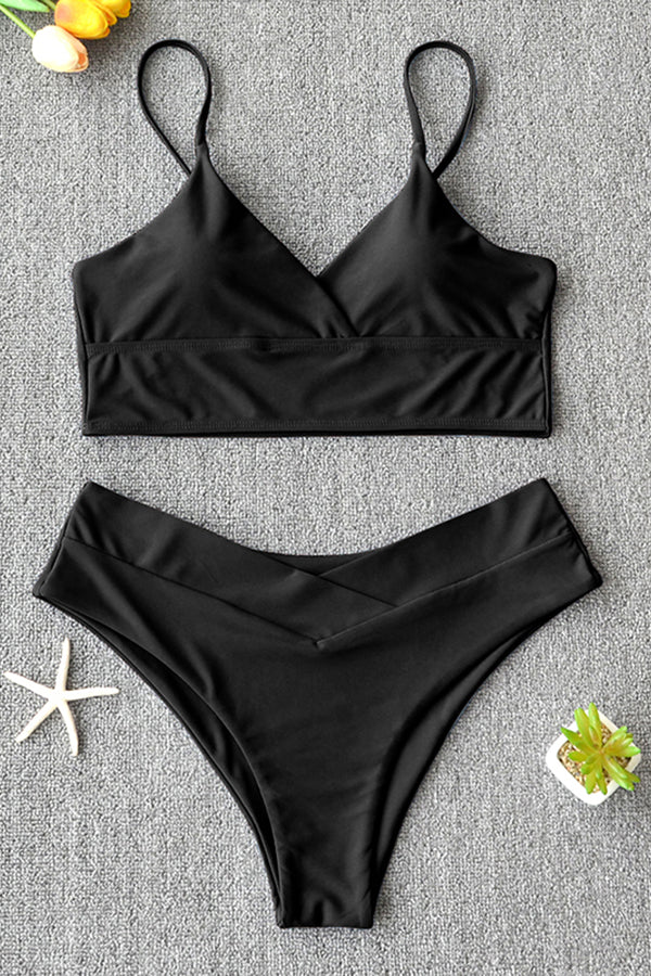 High Waist Solid Push Up Bikini