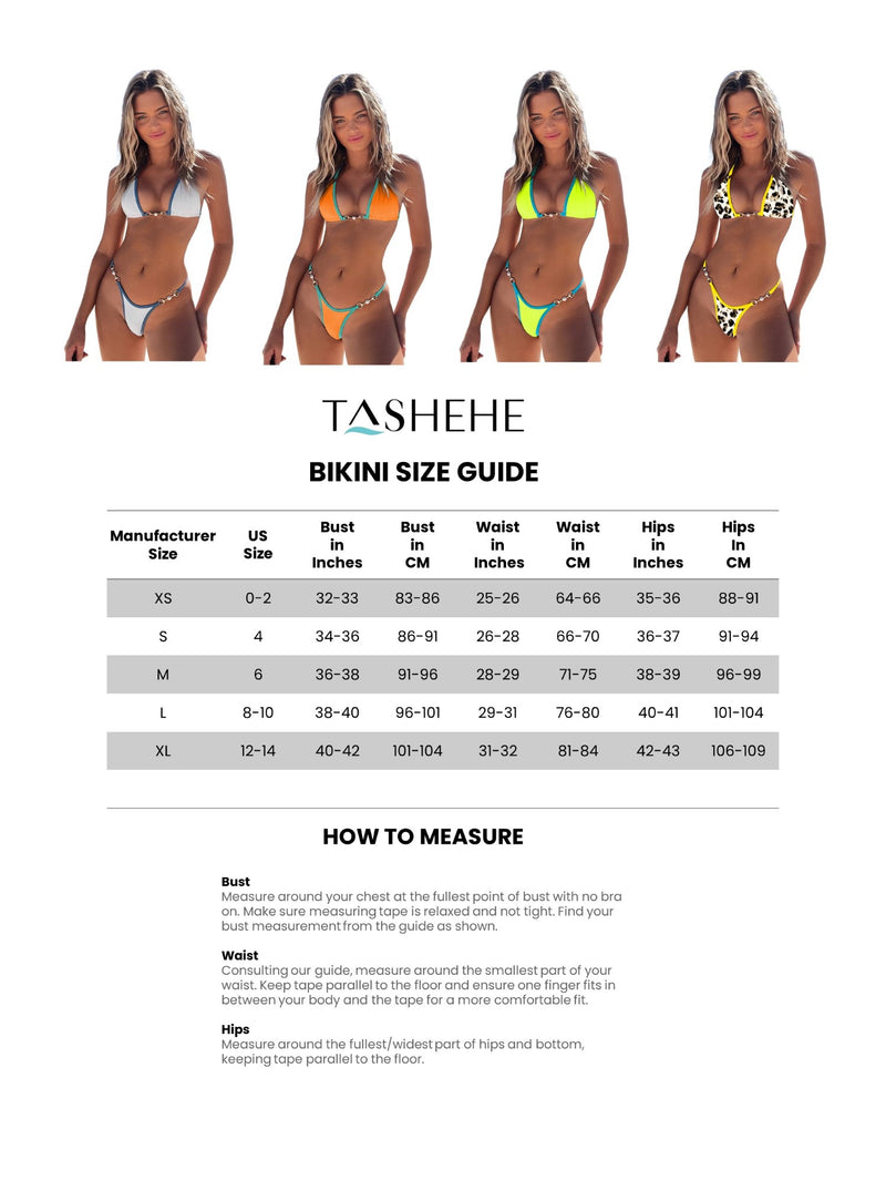 TASHEHE Women's Ribbed Triangle Thong Bikini Set