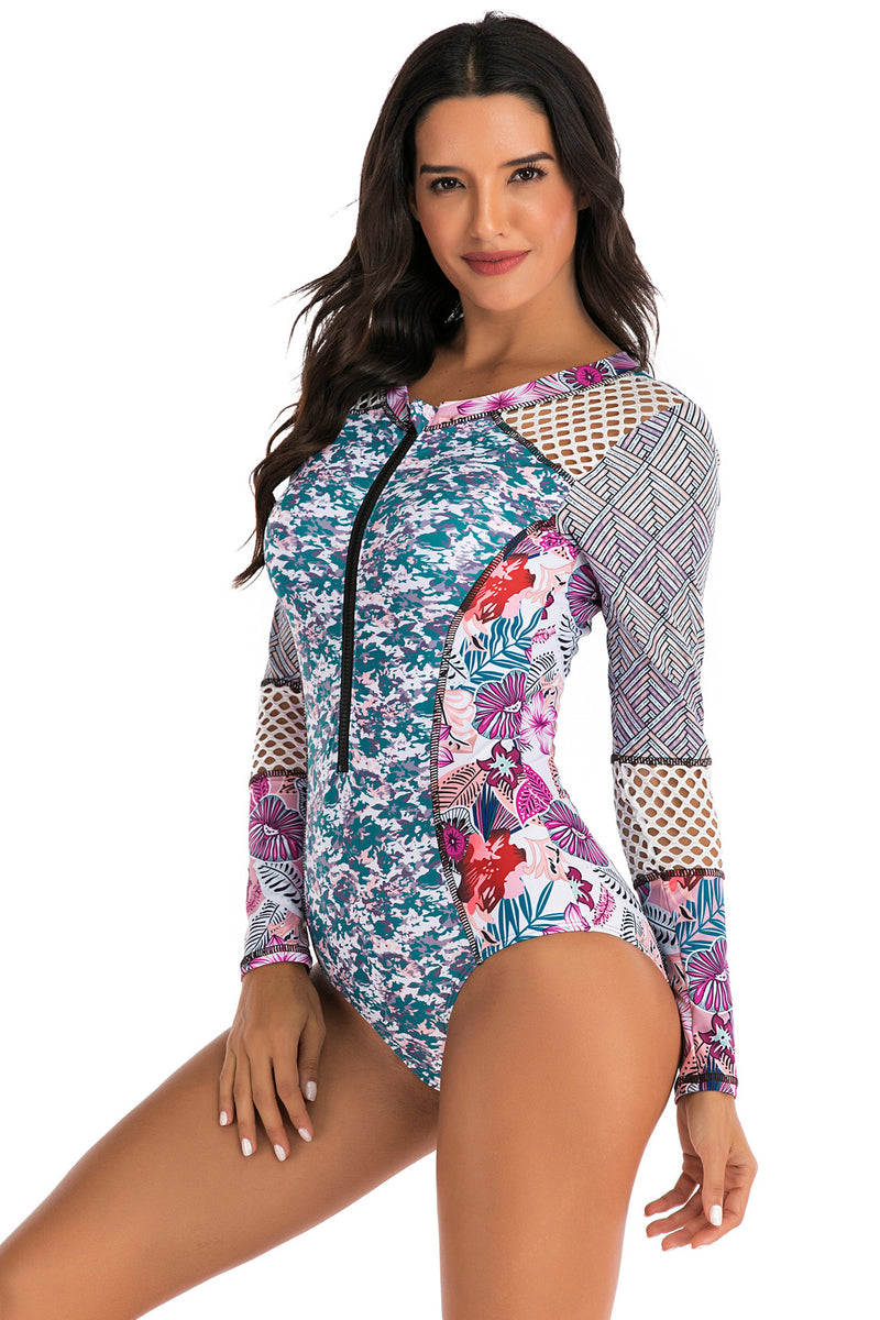 UV Protection One Piece Long Sleeve Swimsuit